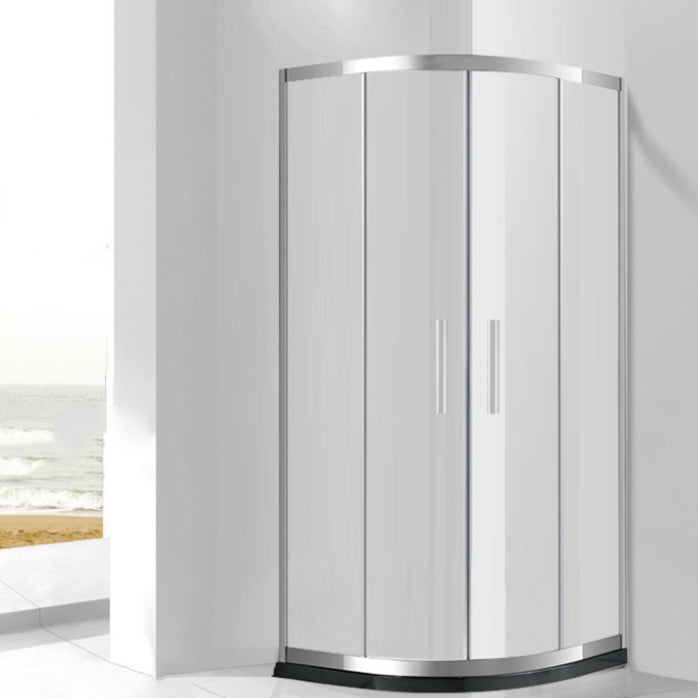 Framed Tempered Shower Bath Door Double Sliding Shower Doors 43"L x 47"W x 71"H Clearhalo 'Bathroom Remodel & Bathroom Fixtures' 'Home Improvement' 'home_improvement' 'home_improvement_shower_tub_doors' 'Shower and Tub Doors' 'shower_tub_doors' 'Showers & Bathtubs' 7372337