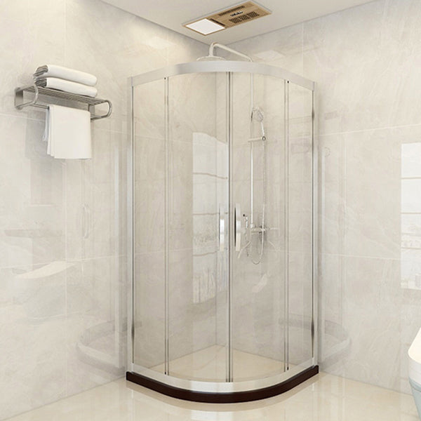 Framed Tempered Shower Bath Door Double Sliding Shower Doors Clearhalo 'Bathroom Remodel & Bathroom Fixtures' 'Home Improvement' 'home_improvement' 'home_improvement_shower_tub_doors' 'Shower and Tub Doors' 'shower_tub_doors' 'Showers & Bathtubs' 7372339