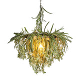 Loft Round Ceiling Pendant Light 1 Bulb Metal Hanging Lamp Kit with Artificial Plant Decor in Green Clearhalo 'Art Deco Pendants' 'Cast Iron' 'Ceiling Lights' 'Ceramic' 'Crystal' 'Industrial Pendants' 'Industrial' 'Metal' 'Middle Century Pendants' 'Pendant Lights' 'Pendants' 'Tiffany' Lighting' 737319