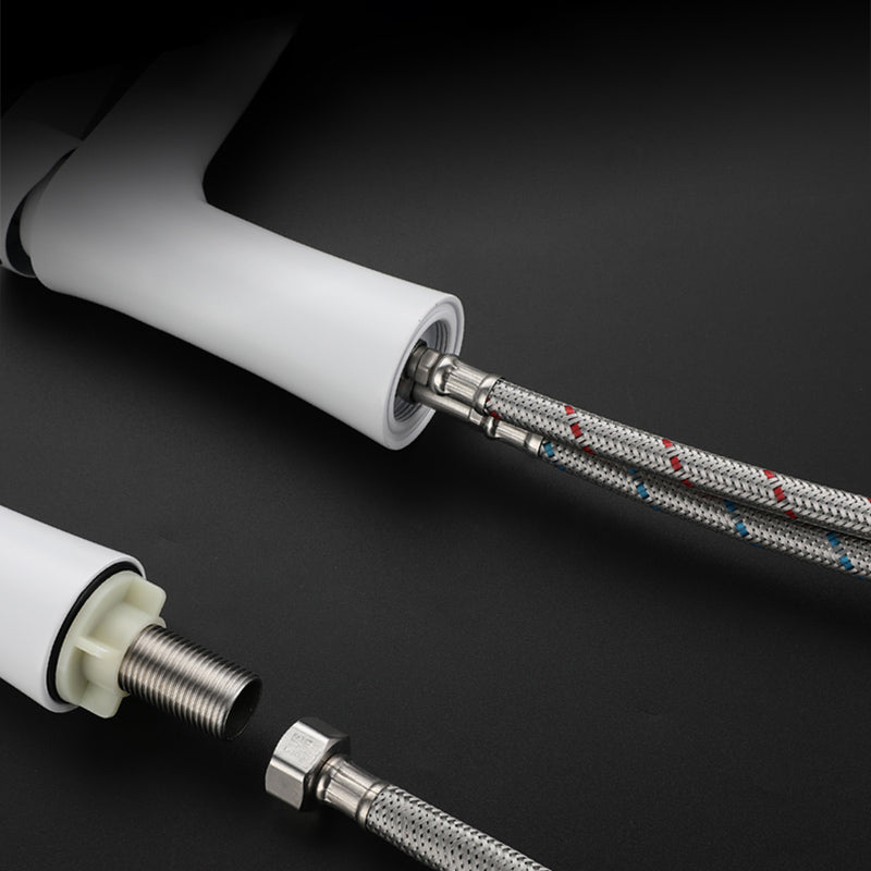 Water Hose Sink Faucet Stainless Steel Single Lever Handle Bathroom Faucet Clearhalo 'Bathroom Remodel & Bathroom Fixtures' 'Bathroom Sink Faucets' 'Bathroom Sinks & Faucet Components' 'bathroom_sink_faucets' 'Home Improvement' 'home_improvement' 'home_improvement_bathroom_sink_faucets' 7373345