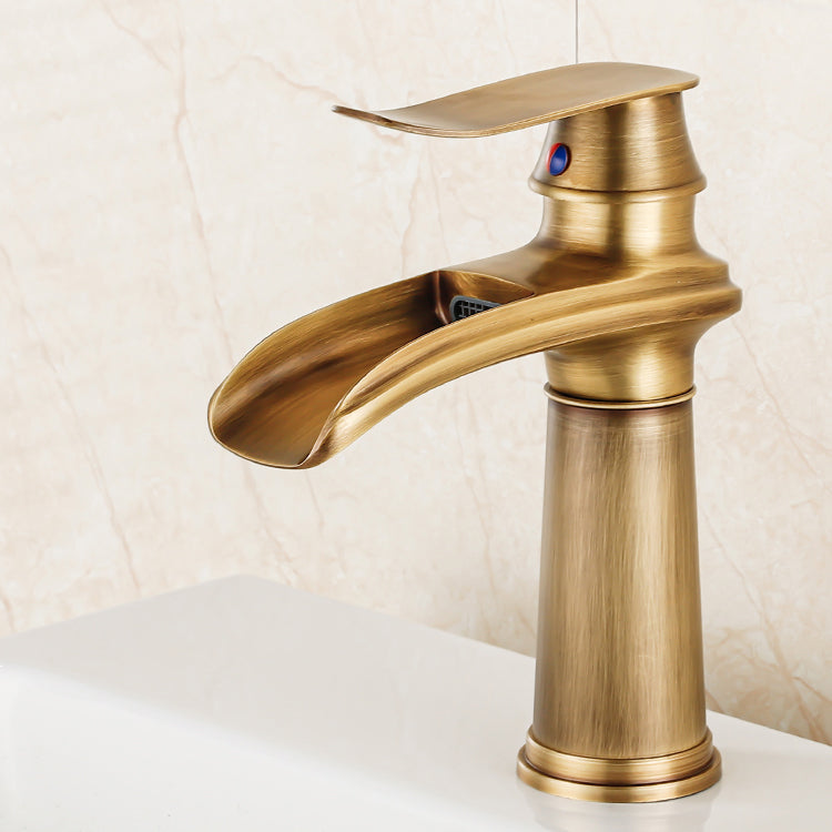 Vessel Faucet Waterfall Spout Traditional Circular Lever Handle Vanity Sink Faucet Clearhalo 'Bathroom Remodel & Bathroom Fixtures' 'Bathroom Sink Faucets' 'Bathroom Sinks & Faucet Components' 'bathroom_sink_faucets' 'Home Improvement' 'home_improvement' 'home_improvement_bathroom_sink_faucets' 7373371