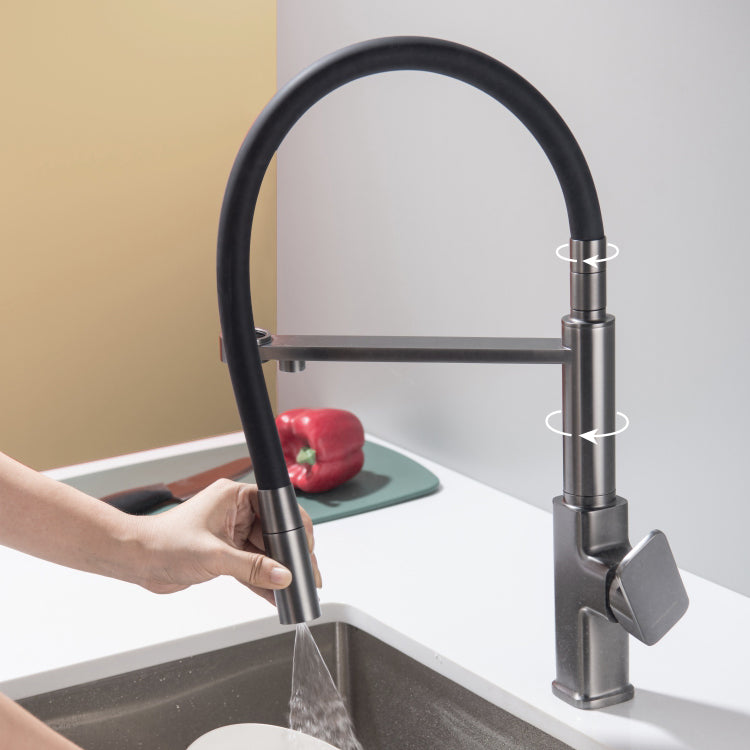 Swivel Spout Kitchen Sink Faucet High Arc with Pull Down Sprayer Clearhalo 'Home Improvement' 'home_improvement' 'home_improvement_kitchen_faucets' 'Kitchen Faucets' 'Kitchen Remodel & Kitchen Fixtures' 'Kitchen Sinks & Faucet Components' 'kitchen_faucets' 7373392