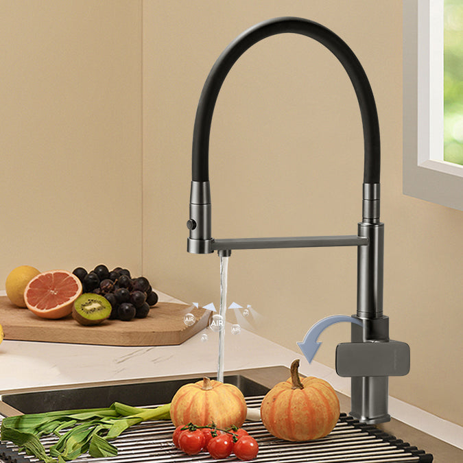 Swivel Spout Kitchen Sink Faucet High Arc with Pull Down Sprayer Clearhalo 'Home Improvement' 'home_improvement' 'home_improvement_kitchen_faucets' 'Kitchen Faucets' 'Kitchen Remodel & Kitchen Fixtures' 'Kitchen Sinks & Faucet Components' 'kitchen_faucets' 7373394
