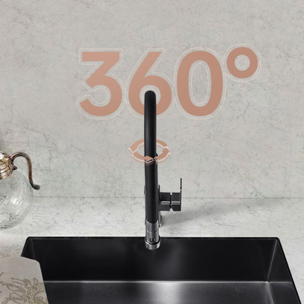 Swivel Spout Kitchen Sink Faucet High Arc with Pull Down Sprayer Clearhalo 'Home Improvement' 'home_improvement' 'home_improvement_kitchen_faucets' 'Kitchen Faucets' 'Kitchen Remodel & Kitchen Fixtures' 'Kitchen Sinks & Faucet Components' 'kitchen_faucets' 7373403
