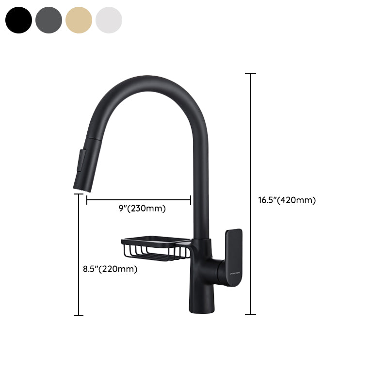 Swivel Spout Kitchen Sink Faucet High Arc with Pull Down Sprayer Clearhalo 'Home Improvement' 'home_improvement' 'home_improvement_kitchen_faucets' 'Kitchen Faucets' 'Kitchen Remodel & Kitchen Fixtures' 'Kitchen Sinks & Faucet Components' 'kitchen_faucets' 7373404