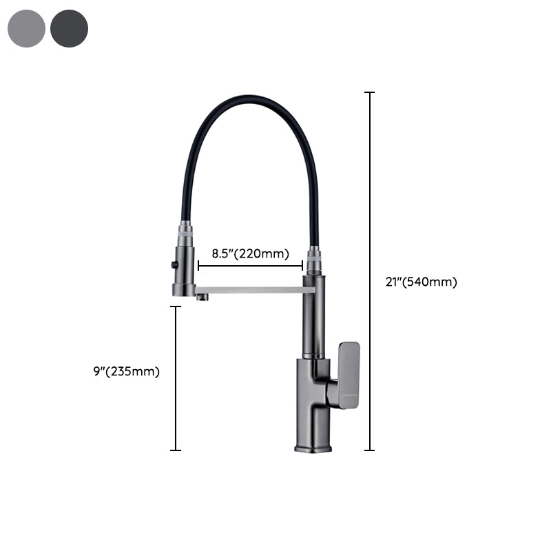 Swivel Spout Kitchen Sink Faucet High Arc with Pull Down Sprayer Clearhalo 'Home Improvement' 'home_improvement' 'home_improvement_kitchen_faucets' 'Kitchen Faucets' 'Kitchen Remodel & Kitchen Fixtures' 'Kitchen Sinks & Faucet Components' 'kitchen_faucets' 7373406