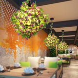 1 Light Ceiling Pendant Lamp Retro Restaurant Plant Hanging Light with Geometric Wire Cage in Black Black Clearhalo 'Art Deco Pendants' 'Black' 'Cast Iron' 'Ceiling Lights' 'Ceramic' 'Crystal' 'Industrial Pendants' 'Industrial' 'Metal' 'Middle Century Pendants' 'Pendant Lights' 'Pendants' 'Rustic Pendants' 'Tiffany' Lighting' 737345