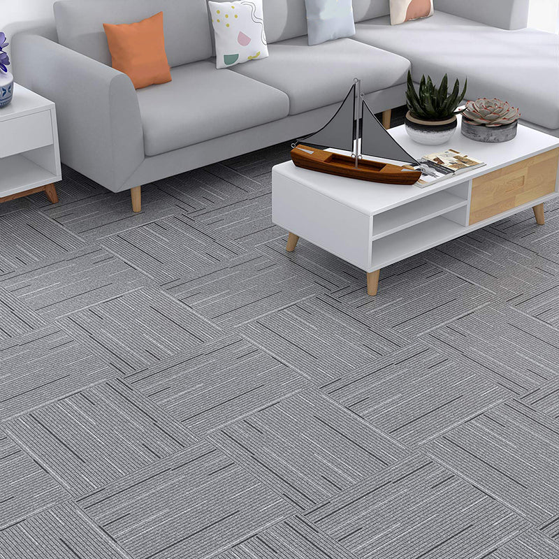 Fabric Look Plastic Floor Water Resistant Square Edge Floor Tiles Grey Clearhalo 'Flooring 'Home Improvement' 'home_improvement' 'home_improvement_vinyl_flooring' 'Vinyl Flooring' 'vinyl_flooring' Walls and Ceiling' 7373471
