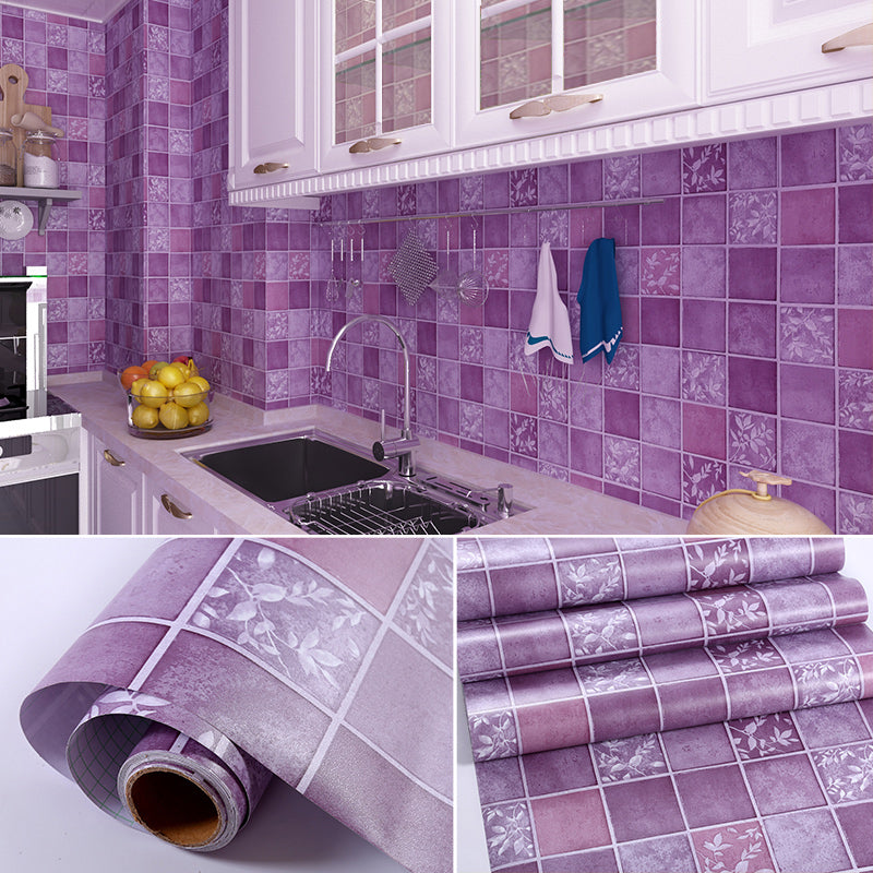 Mosaic Tile Peel and Stick Tile Roll Kitchen Waterproof Backsplash Wall Tile Purple Clearhalo 'Flooring 'Home Improvement' 'home_improvement' 'home_improvement_peel_stick_blacksplash' 'Peel & Stick Backsplash Tile' 'peel_stick_blacksplash' 'Walls & Ceilings' Walls and Ceiling' 7373543