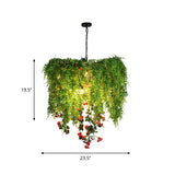 Green 3 Bulbs Pendant Chandelier Industrial Metal Wire Cage Plant Hanging Light Fixture for Restaurant Clearhalo 'Cast Iron' 'Ceiling Lights' 'Chandeliers' 'Industrial Chandeliers' 'Industrial' 'Metal' 'Middle Century Chandeliers' 'Rustic Chandeliers' 'Tiffany' Lighting' 737360