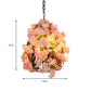Pink Cherry Blossom Ceiling Chandelier Farmhouse Iron 3 Bulbs Restaurant Pendant Light with Bell Cage Clearhalo 'Cast Iron' 'Ceiling Lights' 'Chandeliers' 'Industrial Chandeliers' 'Industrial' 'Metal' 'Middle Century Chandeliers' 'Rustic Chandeliers' 'Tiffany' Lighting' 737376