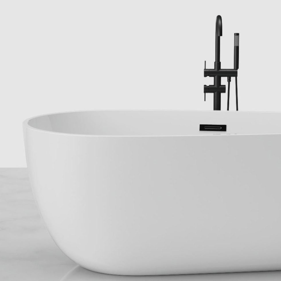 Modern Acrylic Bath Oval Freestanding Soaking White Back to Wall Bathtub Clearhalo 'Bathroom Remodel & Bathroom Fixtures' 'Bathtubs' 'Home Improvement' 'home_improvement' 'home_improvement_bathtubs' 'Showers & Bathtubs' 7374274