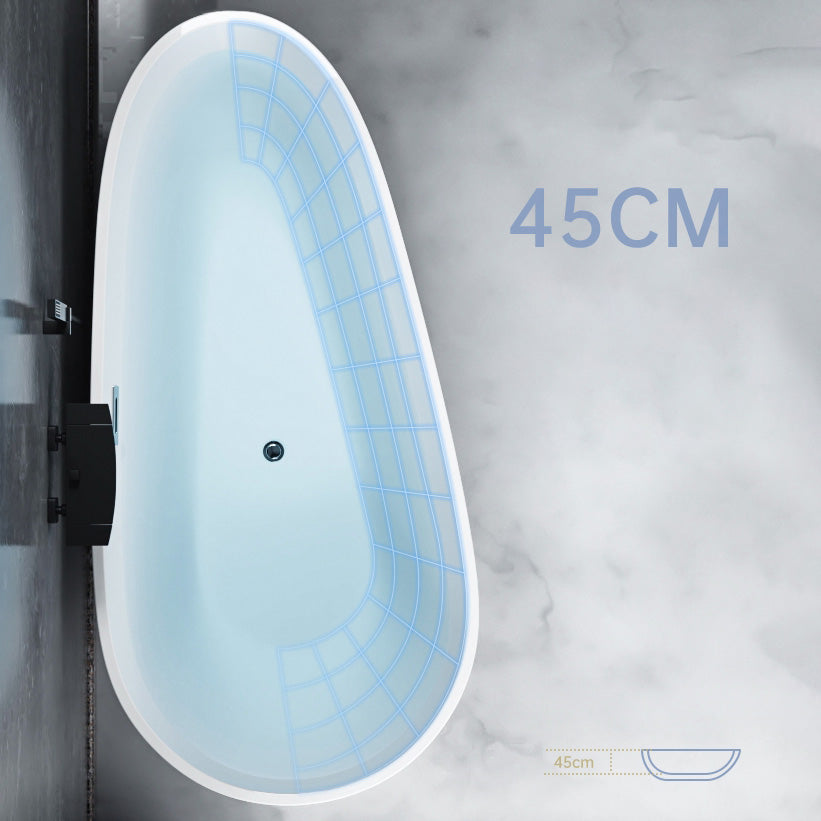 Modern Acrylic Bath Oval Freestanding Soaking White Back to Wall Bathtub Clearhalo 'Bathroom Remodel & Bathroom Fixtures' 'Bathtubs' 'Home Improvement' 'home_improvement' 'home_improvement_bathtubs' 'Showers & Bathtubs' 7374275