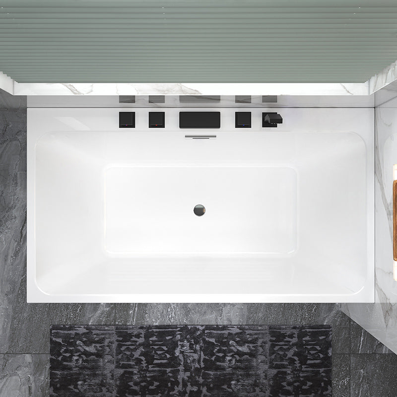 Back to Wall Soaking Bathtub Modern Rectangular Antique Finish Bathtub 47"L x 28"W x 24"H Tub with Black 5-Piece Set Clearhalo 'Bathroom Remodel & Bathroom Fixtures' 'Bathtubs' 'Home Improvement' 'home_improvement' 'home_improvement_bathtubs' 'Showers & Bathtubs' 7374330