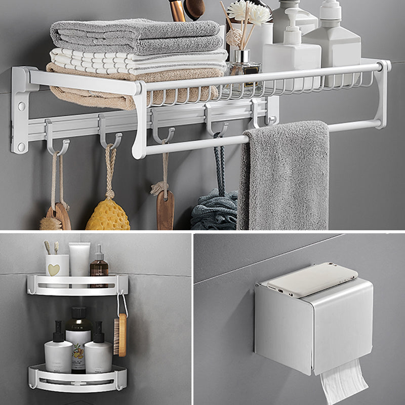 Silver Bathroom Set Modern Anti-rust Bathroom Accessory As Individual or As A Set 4-Piece Set (Toilet Paper Holder) Clearhalo 'Bathroom Hardware Sets' 'Bathroom Hardware' 'Bathroom Remodel & Bathroom Fixtures' 'bathroom_hardware_sets' 'Home Improvement' 'home_improvement' 'home_improvement_bathroom_hardware_sets' 7374351