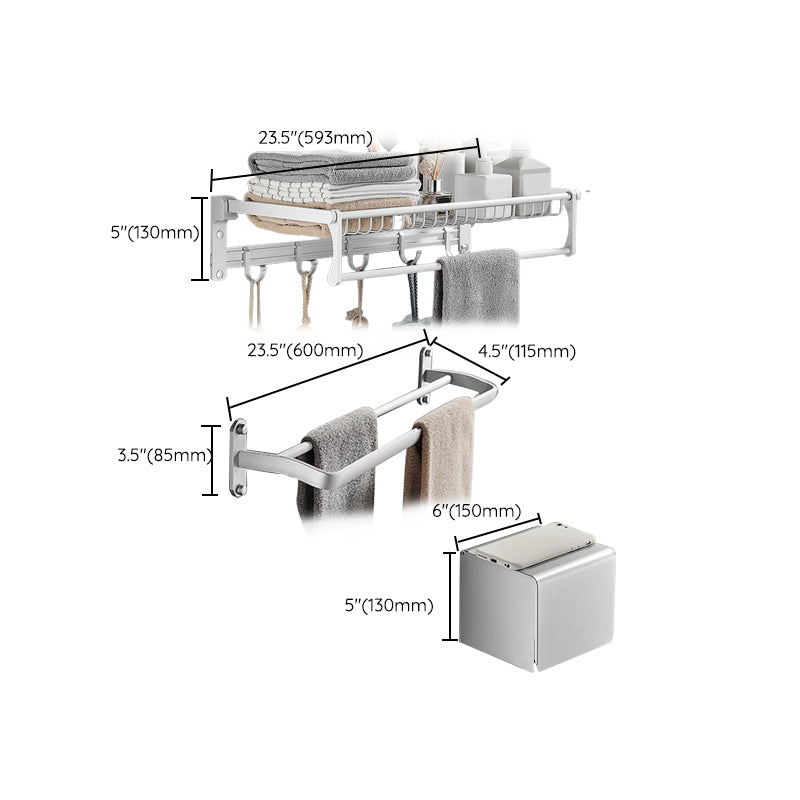 Silver Bathroom Set Modern Anti-rust Bathroom Accessory As Individual or As A Set Clearhalo 'Bathroom Hardware Sets' 'Bathroom Hardware' 'Bathroom Remodel & Bathroom Fixtures' 'bathroom_hardware_sets' 'Home Improvement' 'home_improvement' 'home_improvement_bathroom_hardware_sets' 7374363