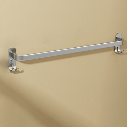 Minimalism Bathroom Hardware Set Stainless Steel Robe Hooks/Towel Bar & Bath Shelf Single Bar Towel Rack (24"L) Clearhalo 'Bathroom Hardware Sets' 'Bathroom Hardware' 'Bathroom Remodel & Bathroom Fixtures' 'bathroom_hardware_sets' 'Home Improvement' 'home_improvement' 'home_improvement_bathroom_hardware_sets' 7374368