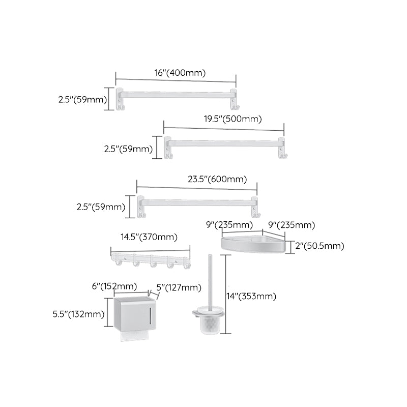 Minimalism Bathroom Hardware Set Stainless Steel Robe Hooks/Towel Bar & Bath Shelf Clearhalo 'Bathroom Hardware Sets' 'Bathroom Hardware' 'Bathroom Remodel & Bathroom Fixtures' 'bathroom_hardware_sets' 'Home Improvement' 'home_improvement' 'home_improvement_bathroom_hardware_sets' 7374377