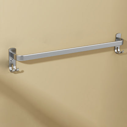 Minimalism Gray Bathroom Accessory Set Contemporary Style Aluminum Towel Bar Single Bar Towel Bar Clearhalo 'Bathroom Hardware Sets' 'Bathroom Hardware' 'Bathroom Remodel & Bathroom Fixtures' 'bathroom_hardware_sets' 'Home Improvement' 'home_improvement' 'home_improvement_bathroom_hardware_sets' 7374380