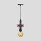 1 Light Ball/Capsule Suspension Light Industrial Black Finish Amber Glass Ceiling Pendant Pipe Lamp Clearhalo 'Ceiling Lights' 'Glass shade' 'Glass' 'Industrial Pendants' 'Industrial' 'Middle Century Pendants' 'Pendant Lights' 'Pendants' 'Tiffany' Lighting' 737460