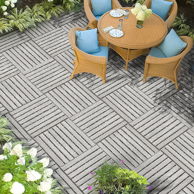Outdoor Deck Tiles Wooden Stripe Composite Snapping Deck Tiles Grey 200-Piece Set Clearhalo 'Home Improvement' 'home_improvement' 'home_improvement_outdoor_deck_tiles_planks' 'Outdoor Deck Tiles & Planks' 'Outdoor Flooring & Tile' 'Outdoor Remodel' 'outdoor_deck_tiles_planks' 7374973