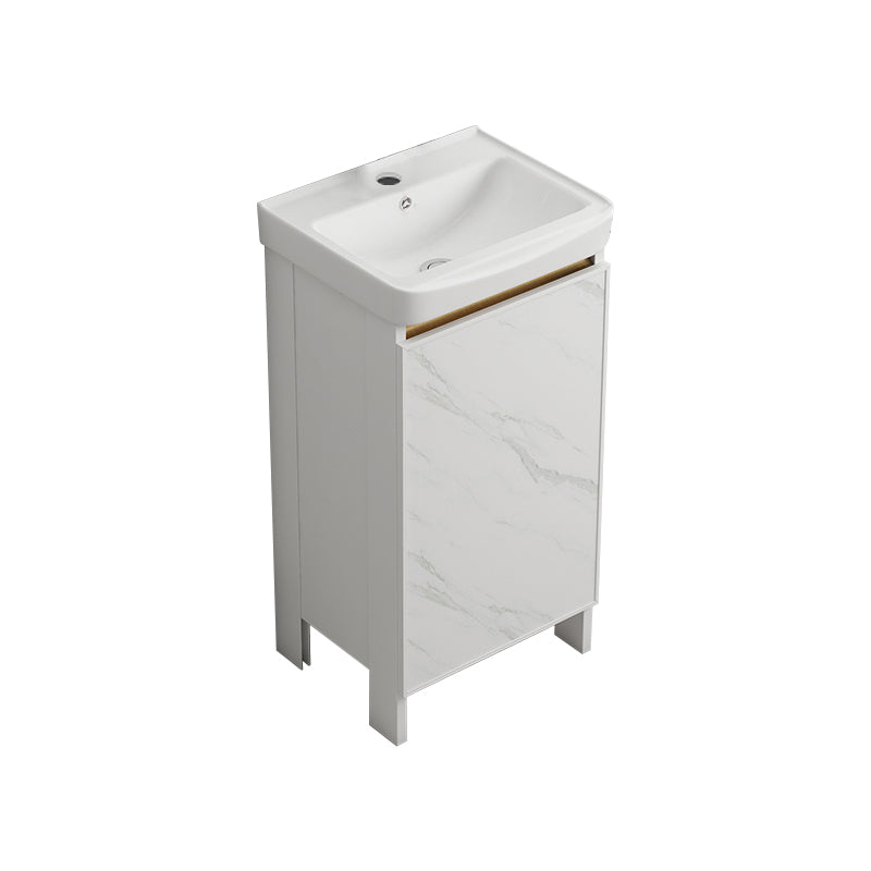 Modern White Metal Base Vanity Single Freestanding Rectangular Sink Vanity Bathroom Vanity 17"L x 14"W x 32"H Clearhalo 'Bathroom Remodel & Bathroom Fixtures' 'Bathroom Vanities' 'bathroom_vanities' 'Home Improvement' 'home_improvement' 'home_improvement_bathroom_vanities' 7375422