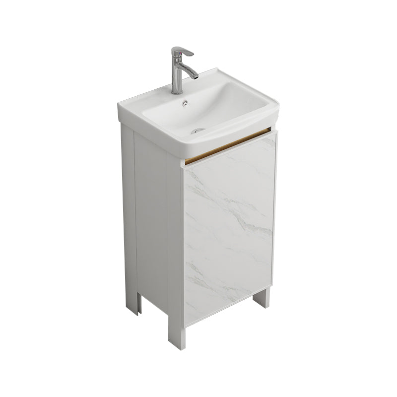 Modern White Metal Base Vanity Single Freestanding Rectangular Sink Vanity Vanity & Faucet 17"L x 14"W x 32"H Clearhalo 'Bathroom Remodel & Bathroom Fixtures' 'Bathroom Vanities' 'bathroom_vanities' 'Home Improvement' 'home_improvement' 'home_improvement_bathroom_vanities' 7375427