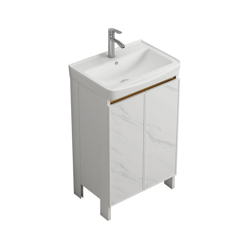 Modern White Metal Base Vanity Single Freestanding Rectangular Sink Vanity Vanity & Faucet 20"L x 14"W x 32"H Clearhalo 'Bathroom Remodel & Bathroom Fixtures' 'Bathroom Vanities' 'bathroom_vanities' 'Home Improvement' 'home_improvement' 'home_improvement_bathroom_vanities' 7375429