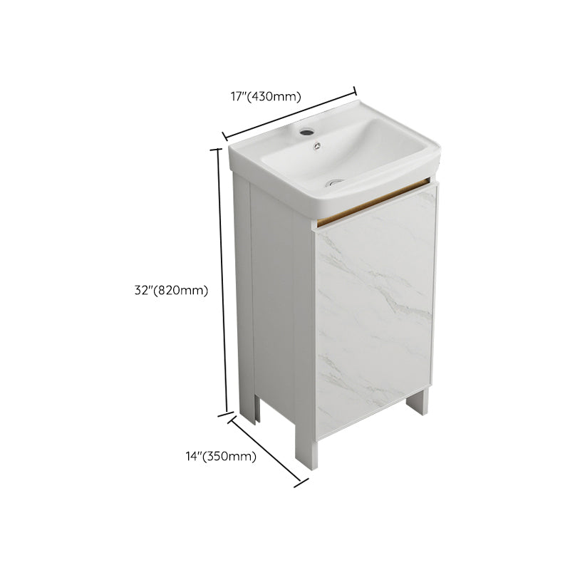 Modern White Metal Base Vanity Single Freestanding Rectangular Sink Vanity Clearhalo 'Bathroom Remodel & Bathroom Fixtures' 'Bathroom Vanities' 'bathroom_vanities' 'Home Improvement' 'home_improvement' 'home_improvement_bathroom_vanities' 7375446