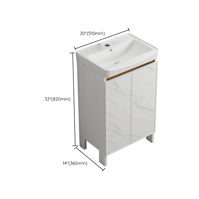 Modern White Metal Base Vanity Single Freestanding Rectangular Sink Vanity Clearhalo 'Bathroom Remodel & Bathroom Fixtures' 'Bathroom Vanities' 'bathroom_vanities' 'Home Improvement' 'home_improvement' 'home_improvement_bathroom_vanities' 7375447