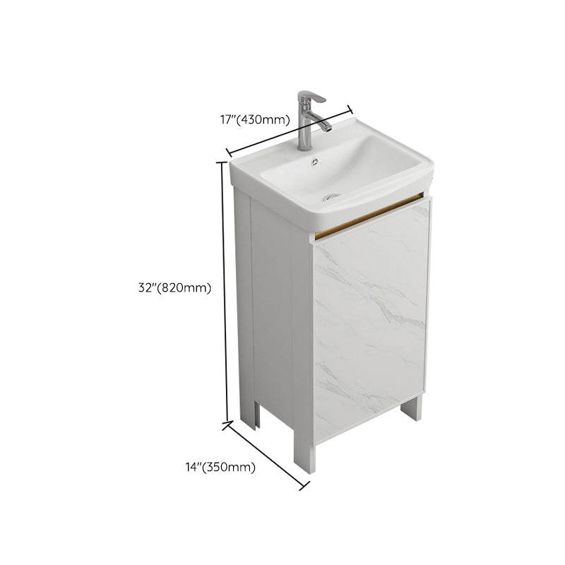 Modern White Metal Base Vanity Single Freestanding Rectangular Sink Vanity Clearhalo 'Bathroom Remodel & Bathroom Fixtures' 'Bathroom Vanities' 'bathroom_vanities' 'Home Improvement' 'home_improvement' 'home_improvement_bathroom_vanities' 7375449