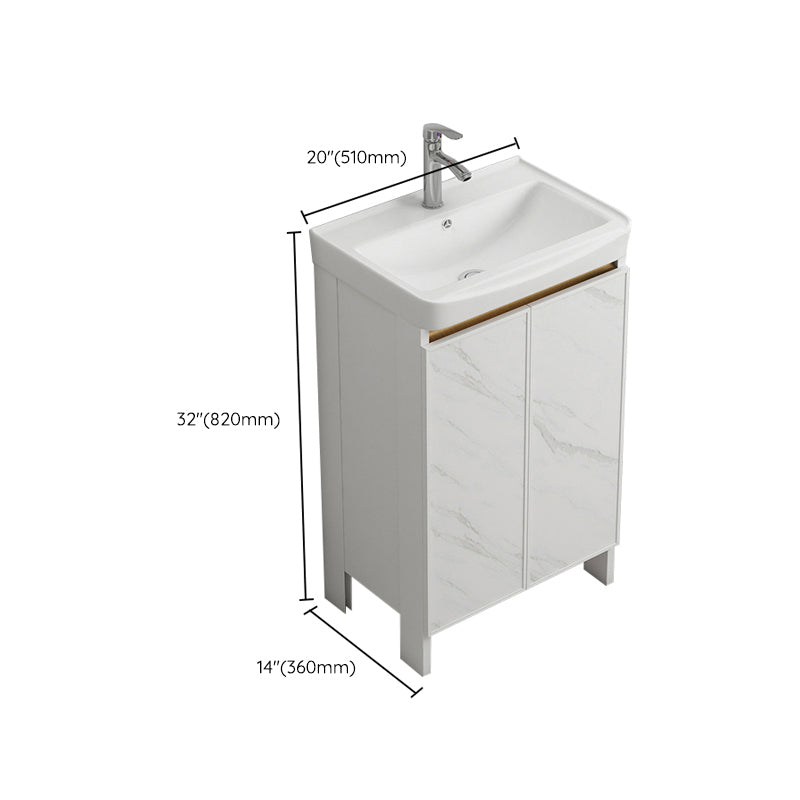 Modern White Metal Base Vanity Single Freestanding Rectangular Sink Vanity Clearhalo 'Bathroom Remodel & Bathroom Fixtures' 'Bathroom Vanities' 'bathroom_vanities' 'Home Improvement' 'home_improvement' 'home_improvement_bathroom_vanities' 7375450