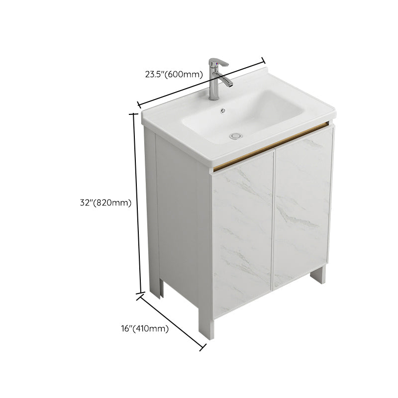 Modern White Metal Base Vanity Single Freestanding Rectangular Sink Vanity Clearhalo 'Bathroom Remodel & Bathroom Fixtures' 'Bathroom Vanities' 'bathroom_vanities' 'Home Improvement' 'home_improvement' 'home_improvement_bathroom_vanities' 7375451