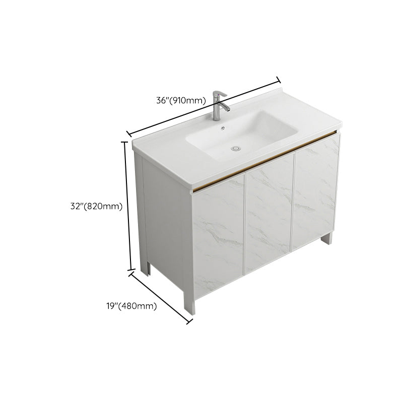 Modern White Metal Base Vanity Single Freestanding Rectangular Sink Vanity Clearhalo 'Bathroom Remodel & Bathroom Fixtures' 'Bathroom Vanities' 'bathroom_vanities' 'Home Improvement' 'home_improvement' 'home_improvement_bathroom_vanities' 7375455