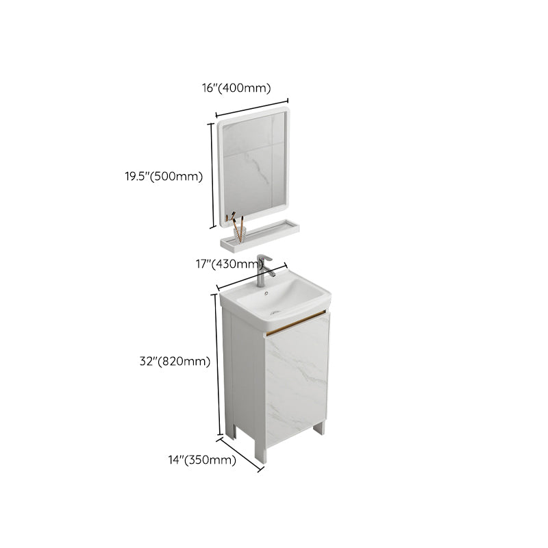 Modern White Metal Base Vanity Single Freestanding Rectangular Sink Vanity Clearhalo 'Bathroom Remodel & Bathroom Fixtures' 'Bathroom Vanities' 'bathroom_vanities' 'Home Improvement' 'home_improvement' 'home_improvement_bathroom_vanities' 7375457