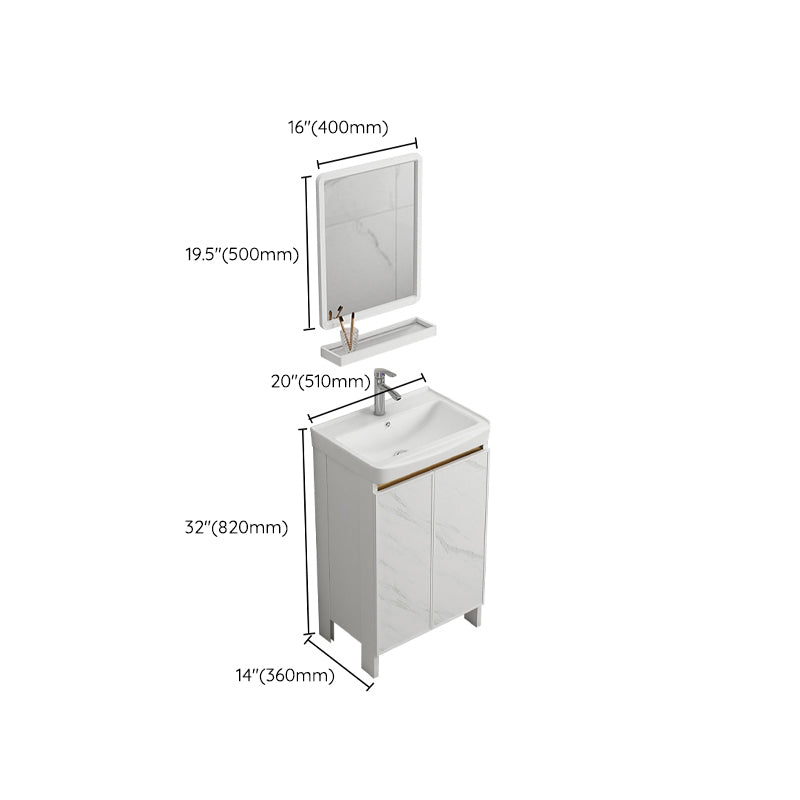 Modern White Metal Base Vanity Single Freestanding Rectangular Sink Vanity Clearhalo 'Bathroom Remodel & Bathroom Fixtures' 'Bathroom Vanities' 'bathroom_vanities' 'Home Improvement' 'home_improvement' 'home_improvement_bathroom_vanities' 7375458