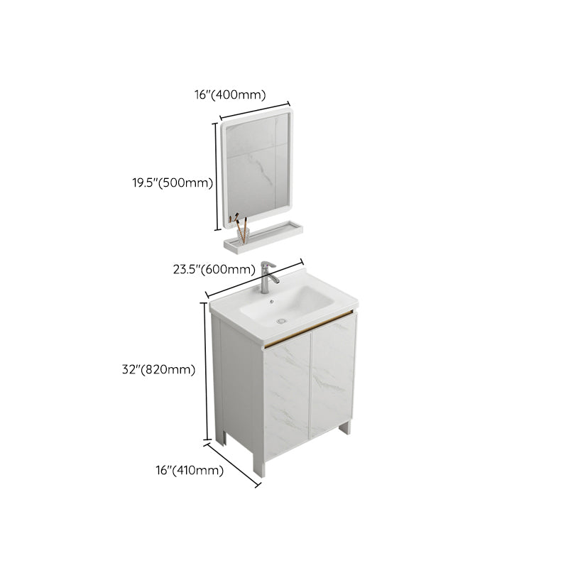 Modern White Metal Base Vanity Single Freestanding Rectangular Sink Vanity Clearhalo 'Bathroom Remodel & Bathroom Fixtures' 'Bathroom Vanities' 'bathroom_vanities' 'Home Improvement' 'home_improvement' 'home_improvement_bathroom_vanities' 7375459