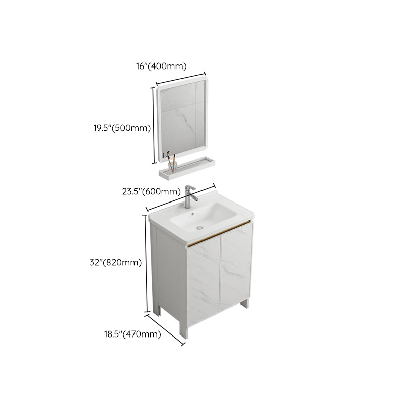 Modern White Metal Base Vanity Single Freestanding Rectangular Sink Vanity Clearhalo 'Bathroom Remodel & Bathroom Fixtures' 'Bathroom Vanities' 'bathroom_vanities' 'Home Improvement' 'home_improvement' 'home_improvement_bathroom_vanities' 7375460