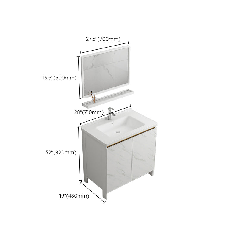 Modern White Metal Base Vanity Single Freestanding Rectangular Sink Vanity Clearhalo 'Bathroom Remodel & Bathroom Fixtures' 'Bathroom Vanities' 'bathroom_vanities' 'Home Improvement' 'home_improvement' 'home_improvement_bathroom_vanities' 7375461