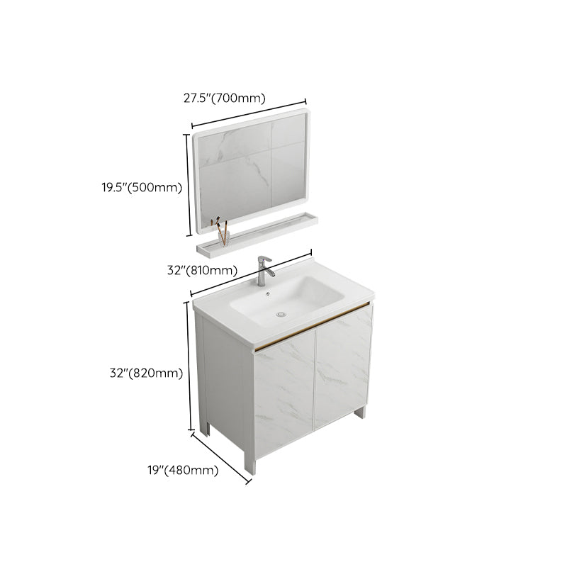 Modern White Metal Base Vanity Single Freestanding Rectangular Sink Vanity Clearhalo 'Bathroom Remodel & Bathroom Fixtures' 'Bathroom Vanities' 'bathroom_vanities' 'Home Improvement' 'home_improvement' 'home_improvement_bathroom_vanities' 7375462