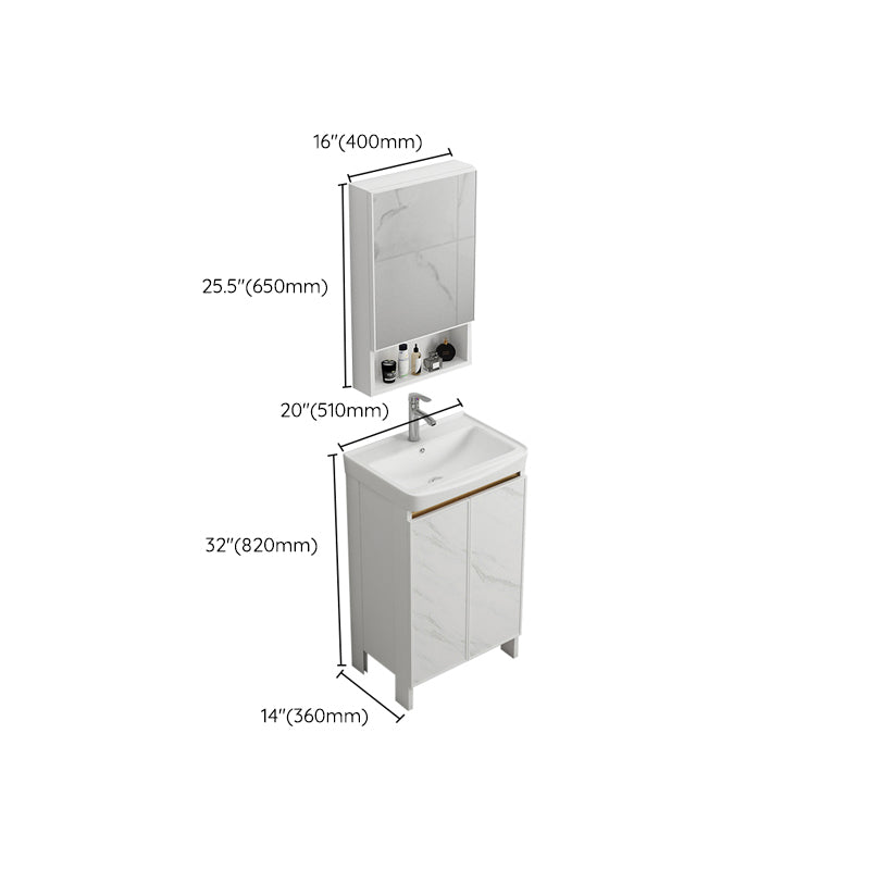 Modern White Metal Base Vanity Single Freestanding Rectangular Sink Vanity Clearhalo 'Bathroom Remodel & Bathroom Fixtures' 'Bathroom Vanities' 'bathroom_vanities' 'Home Improvement' 'home_improvement' 'home_improvement_bathroom_vanities' 7375463