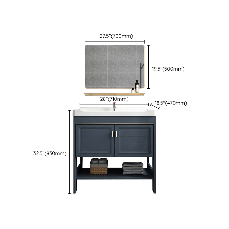 Modern Single Blue Sink Vanity Freestanding Metal Base Bath Vanity Clearhalo 'Bathroom Remodel & Bathroom Fixtures' 'Bathroom Vanities' 'bathroom_vanities' 'Home Improvement' 'home_improvement' 'home_improvement_bathroom_vanities' 7375503