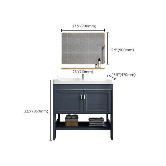 Modern Single Blue Sink Vanity Freestanding Metal Base Bath Vanity Clearhalo 'Bathroom Remodel & Bathroom Fixtures' 'Bathroom Vanities' 'bathroom_vanities' 'Home Improvement' 'home_improvement' 'home_improvement_bathroom_vanities' 7375503