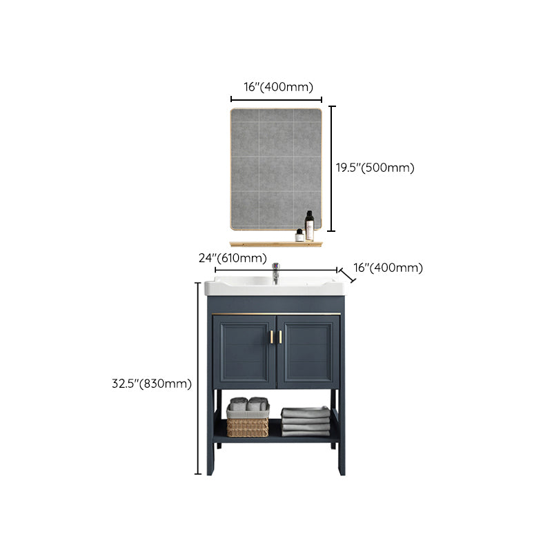 Modern Single Blue Sink Vanity Freestanding Metal Base Bath Vanity Clearhalo 'Bathroom Remodel & Bathroom Fixtures' 'Bathroom Vanities' 'bathroom_vanities' 'Home Improvement' 'home_improvement' 'home_improvement_bathroom_vanities' 7375504