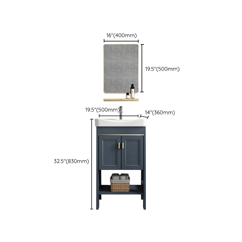 Modern Single Blue Sink Vanity Freestanding Metal Base Bath Vanity Clearhalo 'Bathroom Remodel & Bathroom Fixtures' 'Bathroom Vanities' 'bathroom_vanities' 'Home Improvement' 'home_improvement' 'home_improvement_bathroom_vanities' 7375505