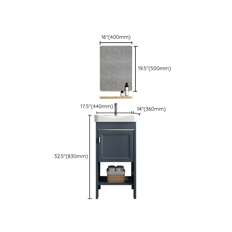 Modern Single Blue Sink Vanity Freestanding Metal Base Bath Vanity Clearhalo 'Bathroom Remodel & Bathroom Fixtures' 'Bathroom Vanities' 'bathroom_vanities' 'Home Improvement' 'home_improvement' 'home_improvement_bathroom_vanities' 7375506