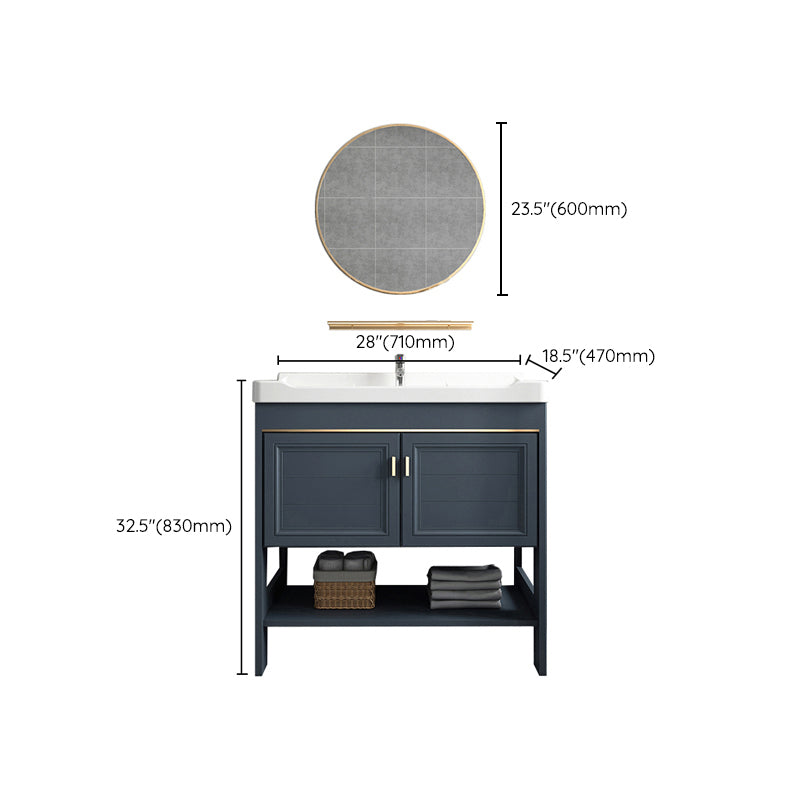 Modern Single Blue Sink Vanity Freestanding Metal Base Bath Vanity Clearhalo 'Bathroom Remodel & Bathroom Fixtures' 'Bathroom Vanities' 'bathroom_vanities' 'Home Improvement' 'home_improvement' 'home_improvement_bathroom_vanities' 7375508