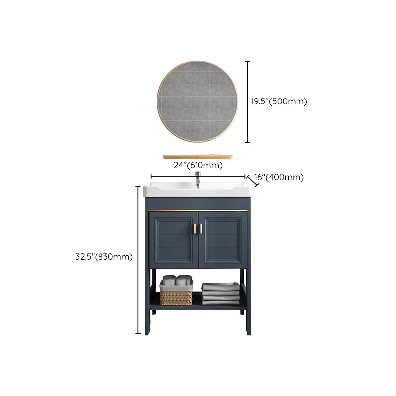 Modern Single Blue Sink Vanity Freestanding Metal Base Bath Vanity Clearhalo 'Bathroom Remodel & Bathroom Fixtures' 'Bathroom Vanities' 'bathroom_vanities' 'Home Improvement' 'home_improvement' 'home_improvement_bathroom_vanities' 7375509