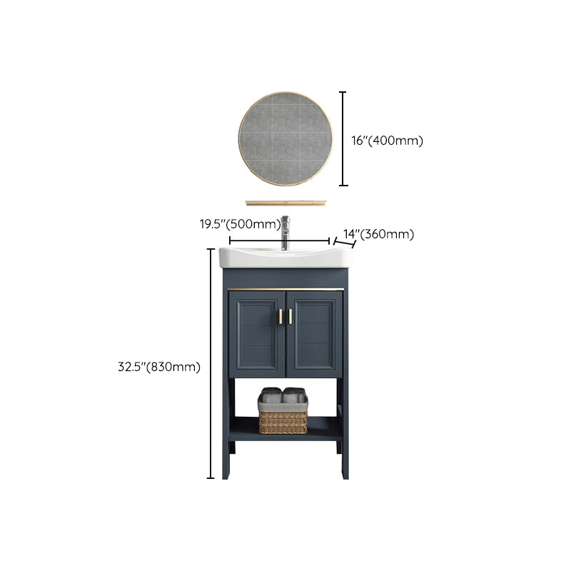 Modern Single Blue Sink Vanity Freestanding Metal Base Bath Vanity Clearhalo 'Bathroom Remodel & Bathroom Fixtures' 'Bathroom Vanities' 'bathroom_vanities' 'Home Improvement' 'home_improvement' 'home_improvement_bathroom_vanities' 7375510