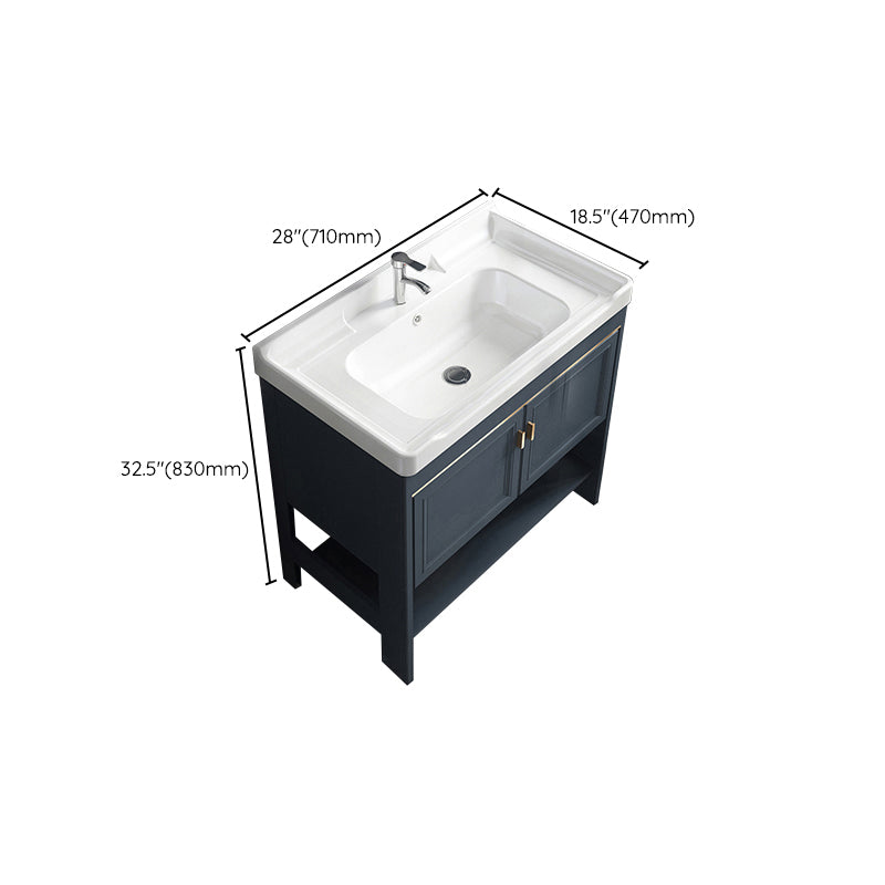 Modern Single Blue Sink Vanity Freestanding Metal Base Bath Vanity Clearhalo 'Bathroom Remodel & Bathroom Fixtures' 'Bathroom Vanities' 'bathroom_vanities' 'Home Improvement' 'home_improvement' 'home_improvement_bathroom_vanities' 7375513